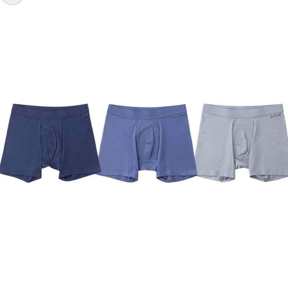 Pair of Thieves Men's Quick Dry Boxer Briefs 3pk Navy Blue Mid Rise, Knit